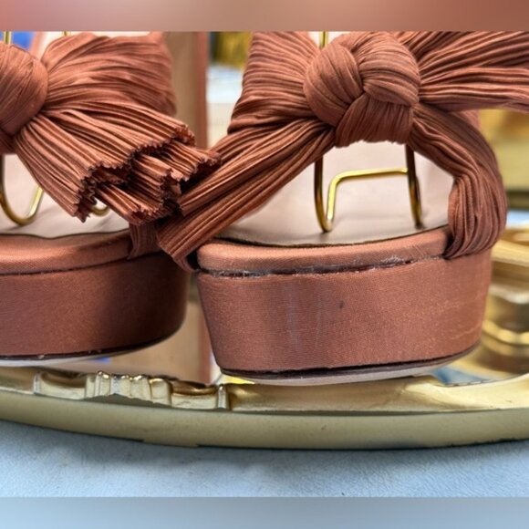 LOEFFLER RANDALL 🧿 NWOB Natalia Terracotta Organza Platform Sandals, Sz 7 - Picture 15 of 16